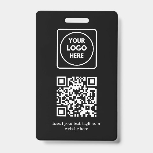 Black QR Code | Modern Business Logo Design Badge (Voorzijde)