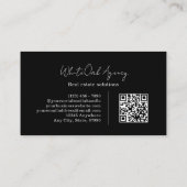 Black QR code Modern Calligraphy Script Monogram Visitekaartje (Achterkant)