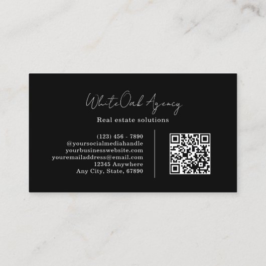 Black QR code Modern Calligraphy Script Monogram Visitekaartje (Achterkant)