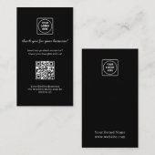 Black QR | Custom Business Feedback Review Link Visitekaartje (Voorkant / Achterkant)