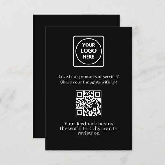 Black QR | Customer Feedback & Review Link Informatiekaartje (Voorkant / Achterkant)