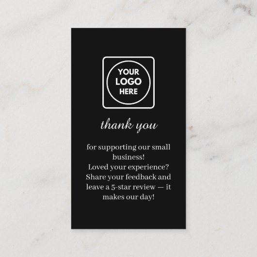 Black QR | Facebook Reviews Custom Rating Link Visitekaartje (Achterkant)