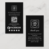 Black QR | Facebook Reviews Custom Rating Link Visitekaartje (Voorkant / Achterkant)