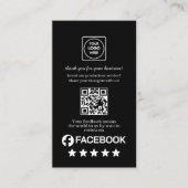 Black QR | Facebook Reviews Custom Rating Link Visitekaartje (Voorkant)