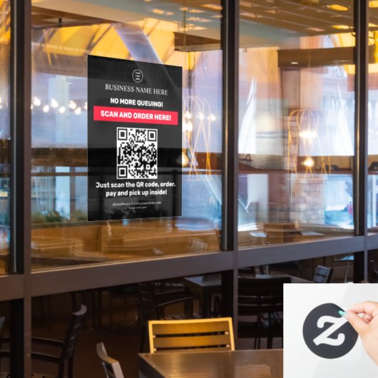 Black | QR-menu Scannen Orde scannen Raamsticker (Restaurant Raam)