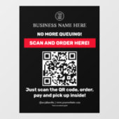 Black | QR-menu Scannen Orde scannen Raamsticker (Vel)