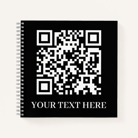 Black QR | Minimalist Scan Me Design Notitieboek (Voorkant)
