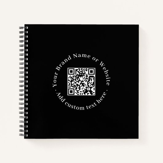 Black QR | Modern Minimal Stylish Business Notitieboek (Voorkant)