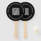 Black QR | Modern Minimalist Round Design Handwaaier (Voorkant en achterkant)