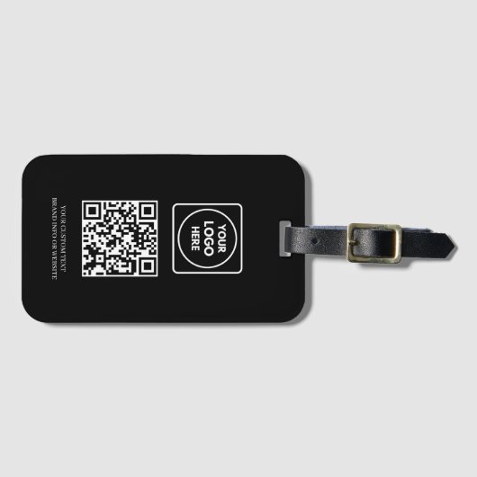 Black QR | Professional Business Logo ID Bagagelabel (Voorkant (horizontaal))