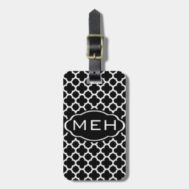 Black Quatrefoil 1 Monogram Bagagelabel