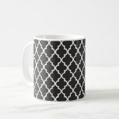 Black Quatrefoil Koffiemok (Voorkant links)