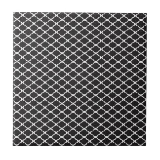 Black Quatrefoil Tegeltje