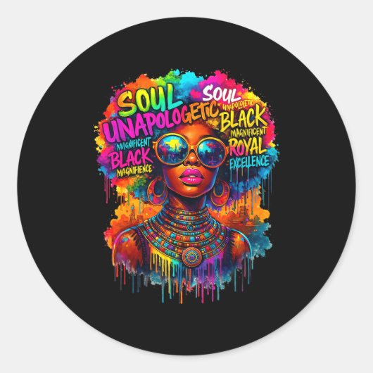 Black Queen African Map Unalogetically Black Histo Ronde Sticker (Voorkant)