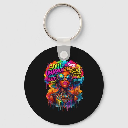 Black Queen African Map Unalogetically Black Histo Sleutelhanger (Voorkant)