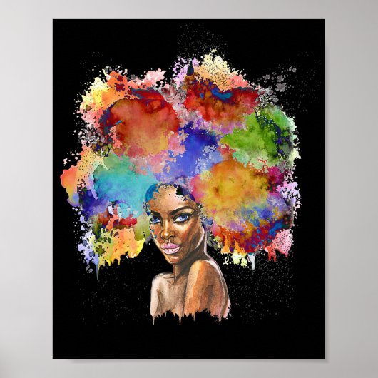 Black Queen Afro Melanin Art African American Poster (Voorkant)