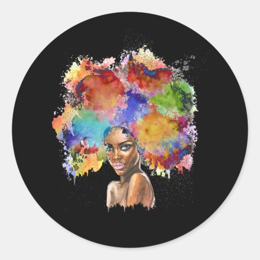 Black Queen Afro Melanin Art African American Ronde Sticker (Voorkant)
