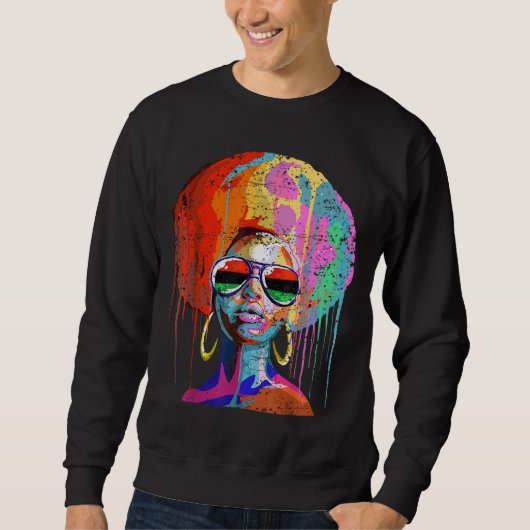 Black Queen Afro Melanin Art Trui (Voorkant)