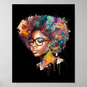 Black Queen Afro Melanin Drift Art Black Histor Poster