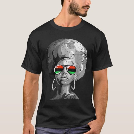 Black Queen Afro Woman Face T-shirt (Voorkant)