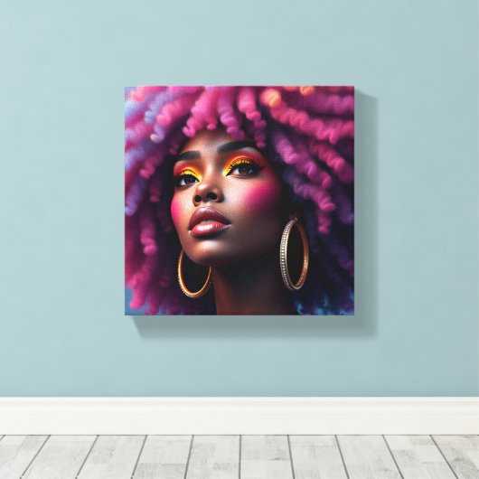 Black queen, afrocentric, blacknificent, woman, me canvas afdruk (Insitu (Houten vloer))