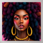 Black queen, afrocentric, blacknificent, woman, me poster (Voorkant)