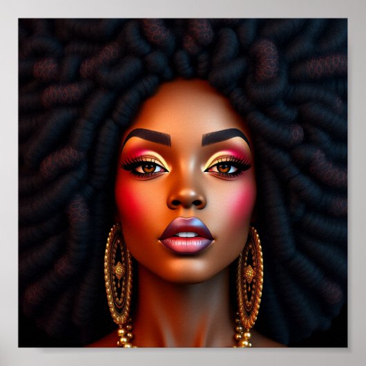 Black queen, afrocentric, blacknificent, woman, me poster (Voorkant)