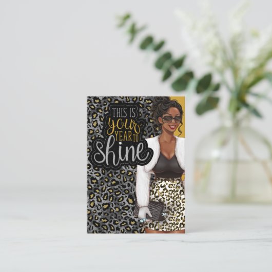 Black Queen Beauty Mode Square Visitekaartje (Staand voorkant)