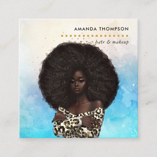 Black Queen Beauty Mode Square Visitekaartje (Voorkant)