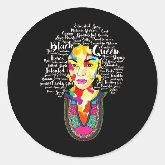 Black Queen Black History Maand African American A Ronde Sticker (Voorkant)