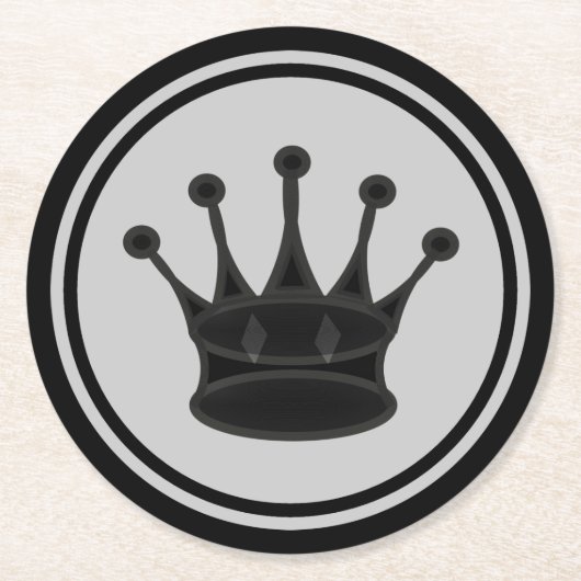 Black Queen Chess Ronde Kartonnen Onderzetter (Voorkant)
