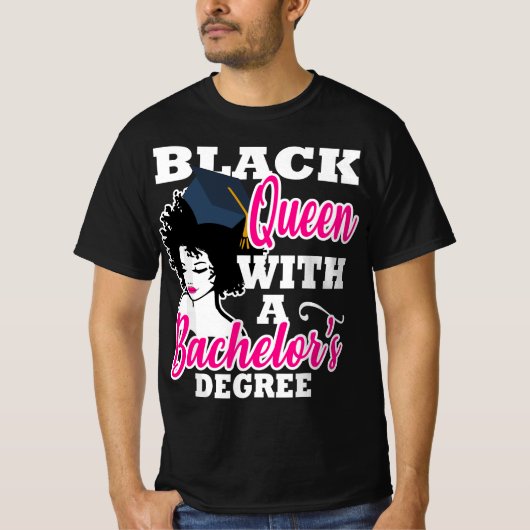 Black Queen College Graduation Bachelors Degree Af T-shirt (Voorkant)