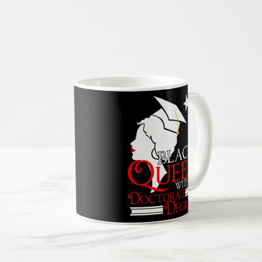 Black Queen Doctoraat PhD Degree Afstuderen Afrika Koffiemok (Voorkant rechts)