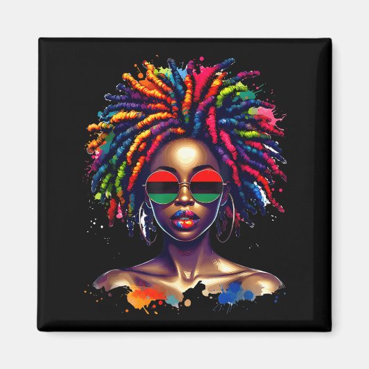 Black Queen Dripng Afro Melanin Black History Mont Magneet (Voorkant)
