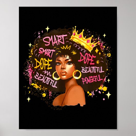 Black Queen Dripng Afro Melanin Black History Mont Poster (Voorkant)