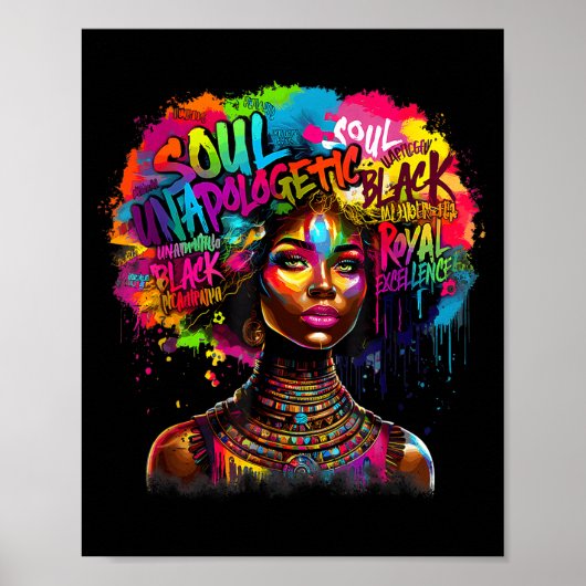 Black Queen Dripng Afro Melanin Black History Mont Poster (Voorkant)