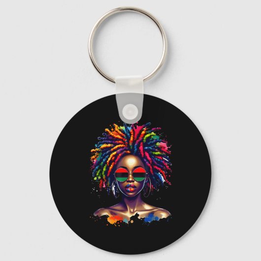 Black Queen Dripng Afro Melanin Black History Mont Sleutelhanger (Voorkant)