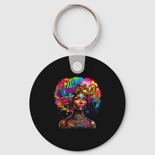 Black Queen Dripng Afro Melanin Black History Mont Sleutelhanger (Voorkant)