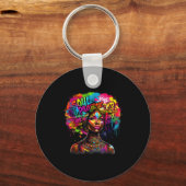 Black Queen Dripng Afro Melanin Black History Mont Sleutelhanger (Voorkant)