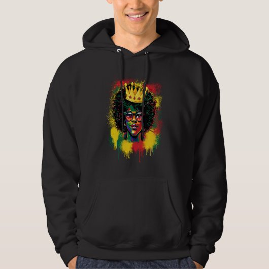 Black Queen Dripping BHM Pride Afro American Woman Hoodie (Voorkant)