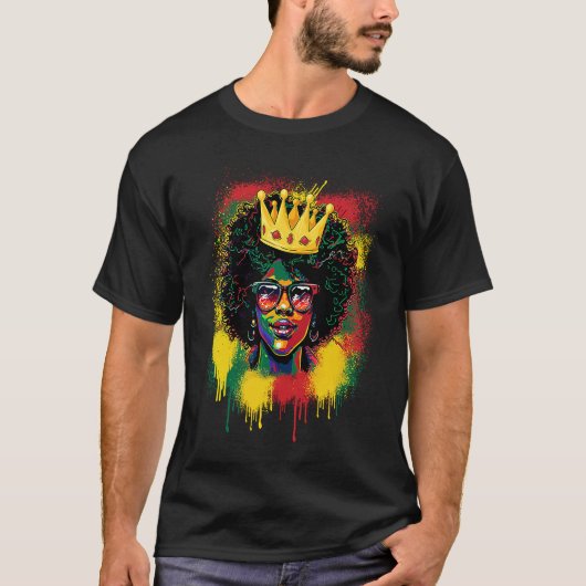 Black Queen Dripping BHM Pride Afro American Woman T-shirt (Voorkant)