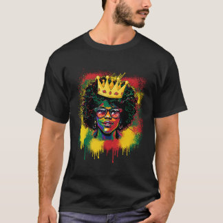 Black Queen Driving BHM Pride Afro American Woman T-shirt
