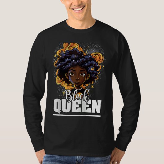 Black Queen For Proud African American Black Histo T-shirt (Voorkant)