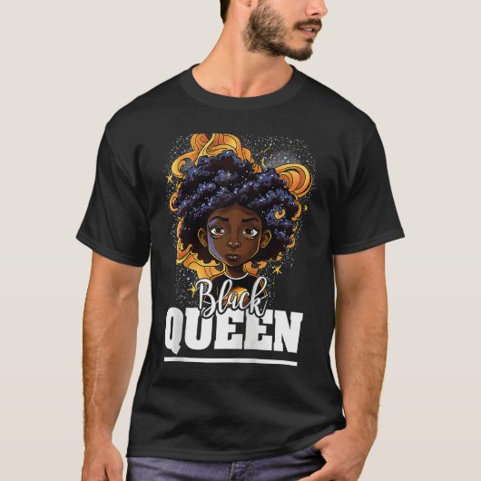 Black Queen For Proud African American Black Histo T-shirt (Voorkant)