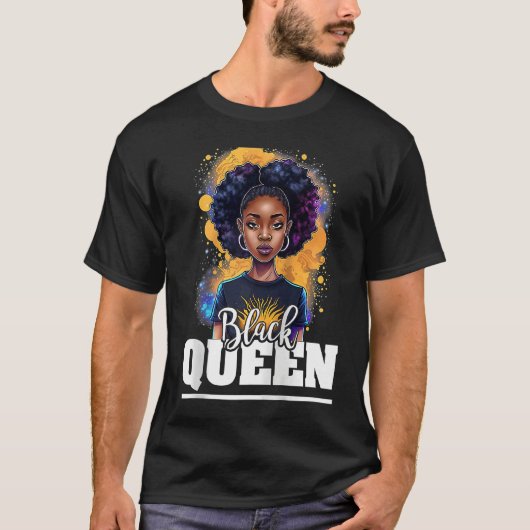 Black Queen For Proud African American Black Histo T-shirt (Voorkant)