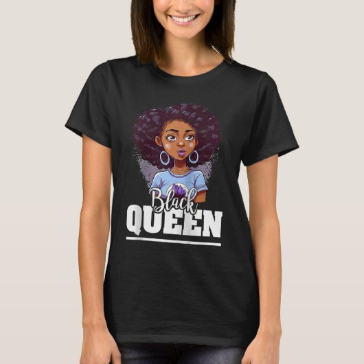 Black Queen For Proud African American Black Histo T-shirt (Voorkant)