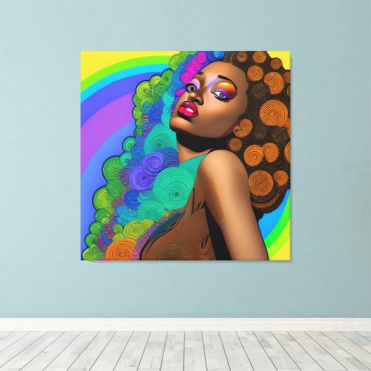 Black Queen Goddess Sista Women Melanin Sista Afro Canvas Afdruk (Insitu (Houten vloer))