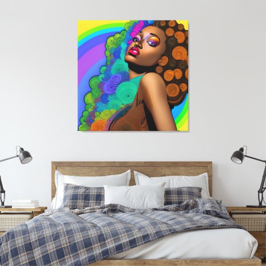 Black Queen Goddess Sista Women Melanin Sista Afro Canvas Afdruk (Insitu (Slaapkamer))