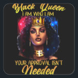 Black Queen Lady Curly Natural Afro African Americ Vierkante Sticker<br><div class="desc">Black Queen Lady Curly Natural Afro African American</div>