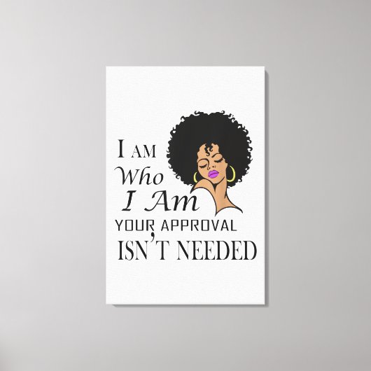 Black Queen Lady Curly Natural Afro African Canvas Afdruk (Voorkant)